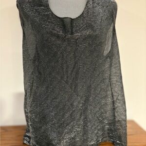 Heather by Bordeaux women’s Shimmering Black Mesh Tinkerbell Cowl Neck Tank Top
